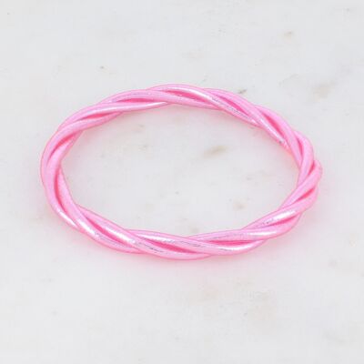 Bracciale rigido buddista attorcigliato taglia S - Rosa pallido