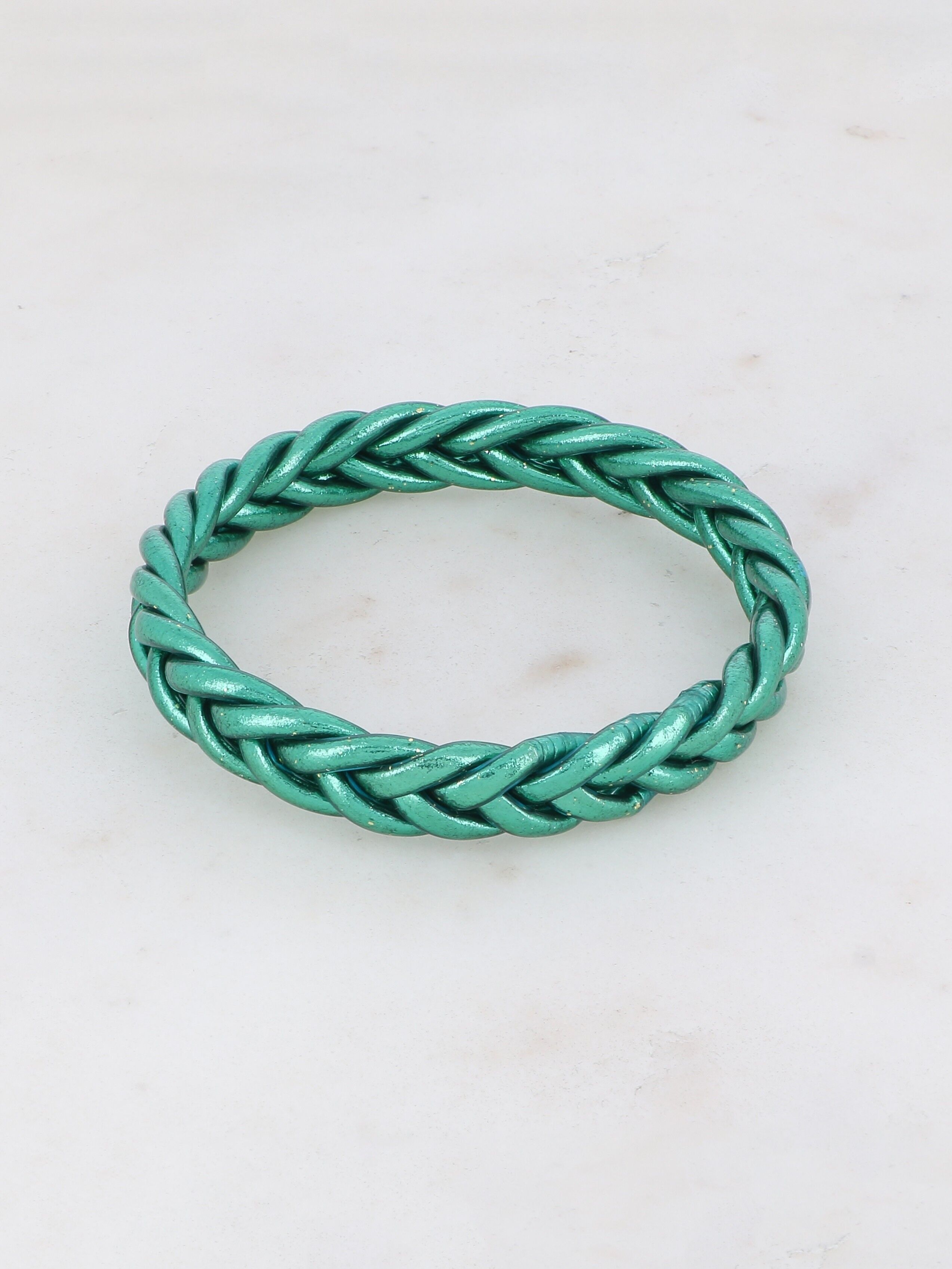 Bracciale rigido buddista intrecciato taglia S - Blu anatra