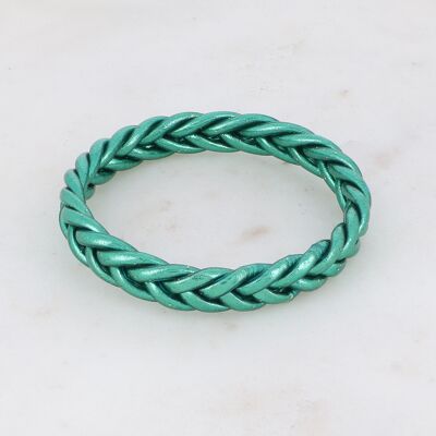 Bracciale rigido buddista intrecciato taglia S - Blu anatra