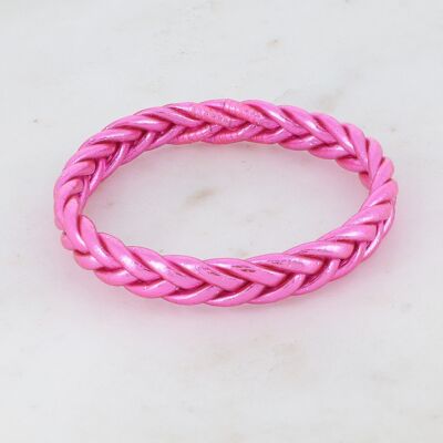 Bracciale rigido buddista intrecciato taglia XS - Fucsia