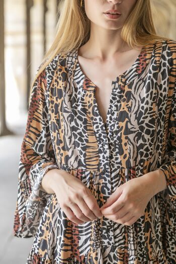 Robe chemise tunique courte à imprimé fleuri avec LUREX 2