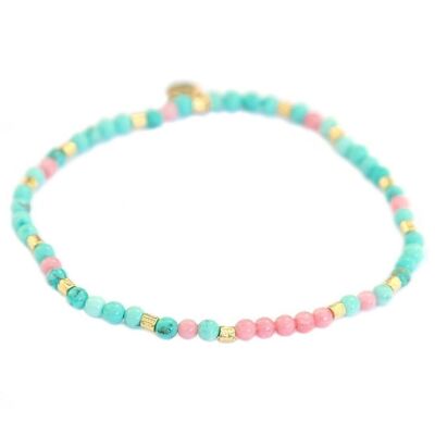 Bracelet de cheville Rhodonite gemme turquoise