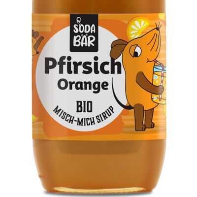 Syrup organic mouse > peach orange > mix up to 4 L drink, 100% organic, 100% delicious and 100% mouse