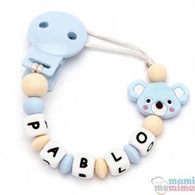 Natural Silicone Teether Pacifier HolderBlue Koala