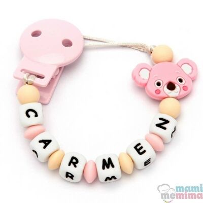 Natural Silicone Teether Pacifier Ring PinkKoala