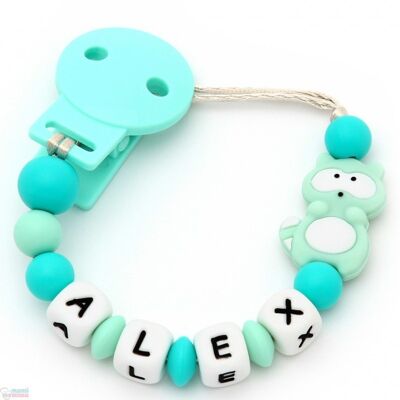 Mint Raccoon Silicone Teether Pacifier