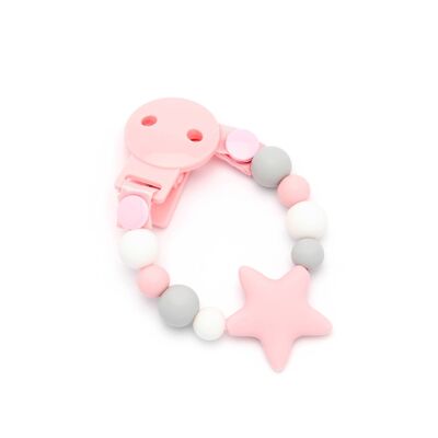 Pink Star Pacifier Clip