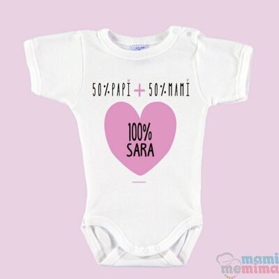 Baby Bodysuit "50% daddy 50% mommy" - PINK