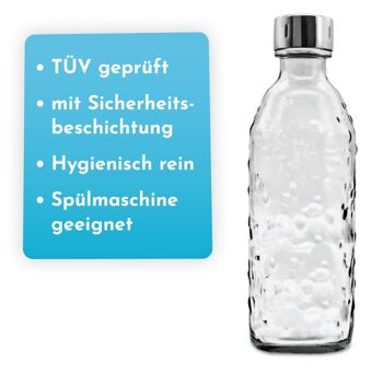 Bouteille en verre pour machine à eau pétillante (SodaStream*, Aarke*, etc.) 0,7 l avec TWIN SECURE, transparent 2