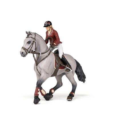 Papo - Figurina - Cavallo da competizione e il suo cavaliere - Collezione CAVALLI, PULEDRI E PONIE - Rif. 51563