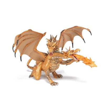Papo - Figurina - Drago d'oro a due teste - Collezione MEDIEVAL - FANTASTICO - Rif. 38938