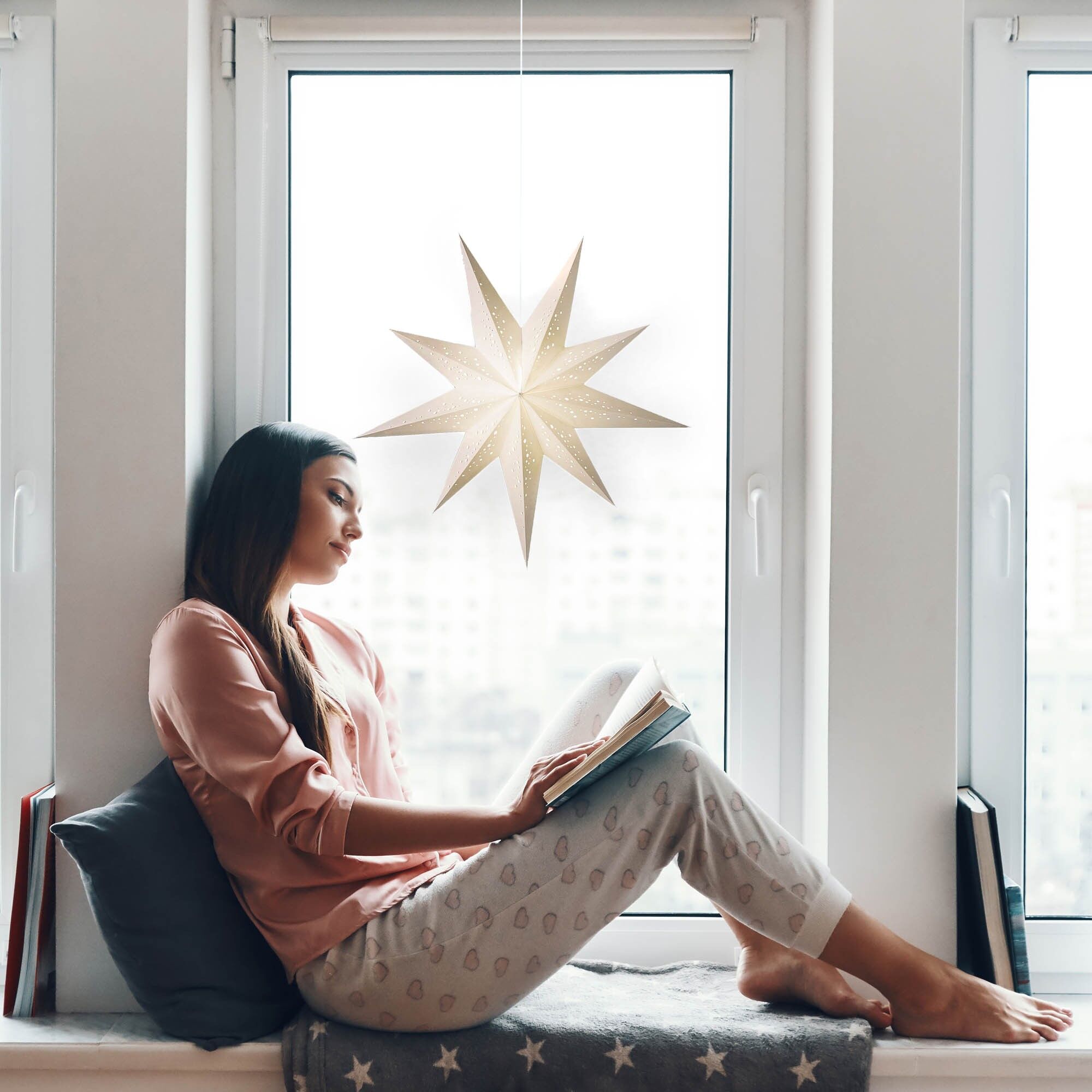 Poinsettia bianco M da appendere bianco