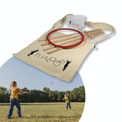 Tualoop: juego de anillo; juego de exterior para toda la familia, juego abierto, juego de viaje, sin plástico, juego de playa, fabricado en Alemania