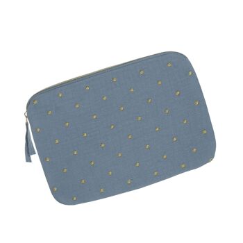 Pochette en Gaze de coton Pois ! Bleu clair