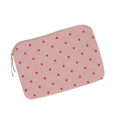Pouch in cotton gauze Polka dots! Pink