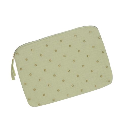 Pochette en Gaze de coton Pois ! Vert clair