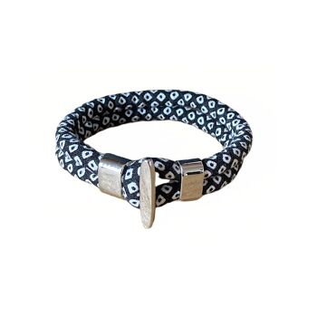 Bracelet en tissu japonais noir et blanc. 1