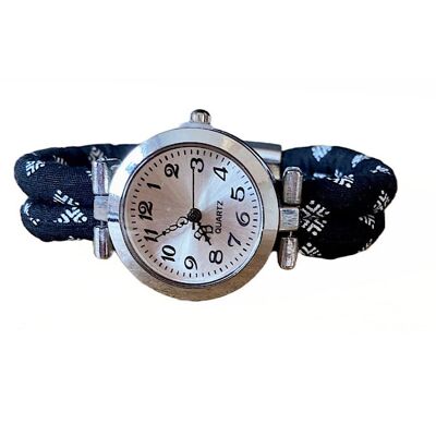 Black and white fabric watch, magnetic clasp.