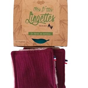 Lingettes démaquillantes double gaze bordeaux X2