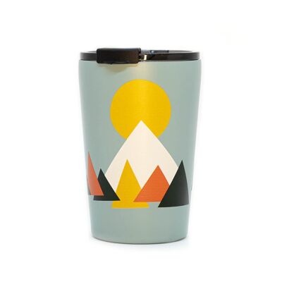 Insulated stainless steel coffee & camping to-go mug - Montagne bleue