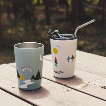 Tasse isotherme à café & camping en inox - Montagne bleue 4