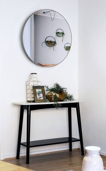 Miroir rond avec cadre argenté - 76 x 76 cm - Sun Ex 1