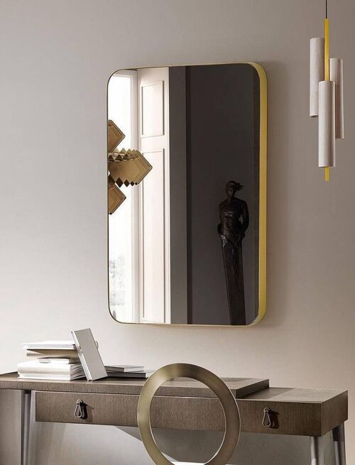 Star Ex - Rechthoekige Spiegel met Gouden Rand - 75 x 55 cm