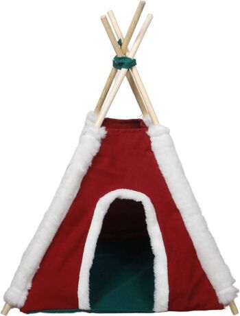 Tente Tipi pour Animaux - Rouge/Blanc 1