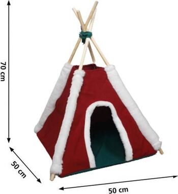 Tente Tipi pour Animaux - Rouge/Blanc 2