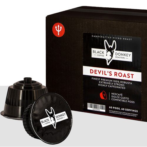 60 Capsules Compatible with Nescafè Dolce Gusto Machines (DEVIL'S ROAST - EXTRA STRONG)