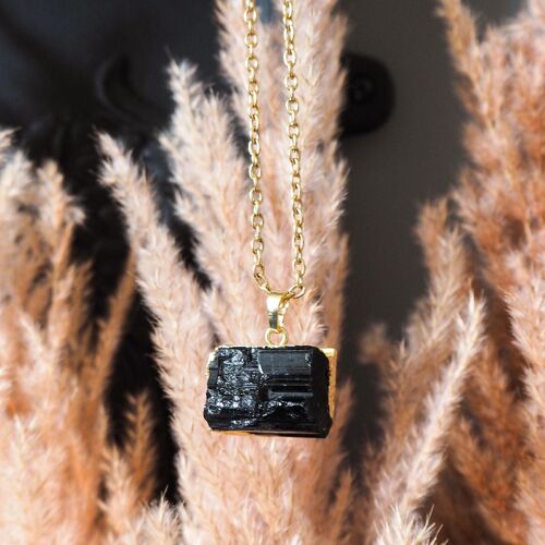 Chakra Black Tourmaline Necklace | 14K Gold Plated