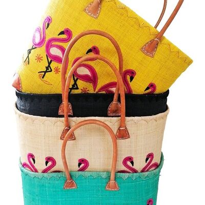 Rabane basket "Flamingos" MM embroidered patterns - 12 assorted pieces
