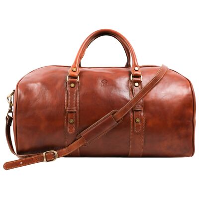 Brown Leather Duffel Bag, Weekender Bag - Song of Solomon