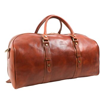 Sac polochon en cuir marron, sac Weekender - Chant de Salomon 4