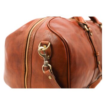 Sac polochon en cuir marron, sac Weekender - Chant de Salomon 6