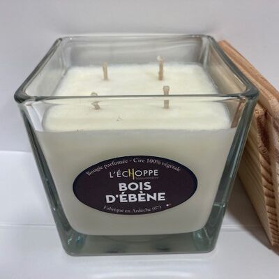 SCENTED CANDLE 100% VEGETABLE SOYA WAX - 10X10 4 WICKS 350 G EBONY WOOD