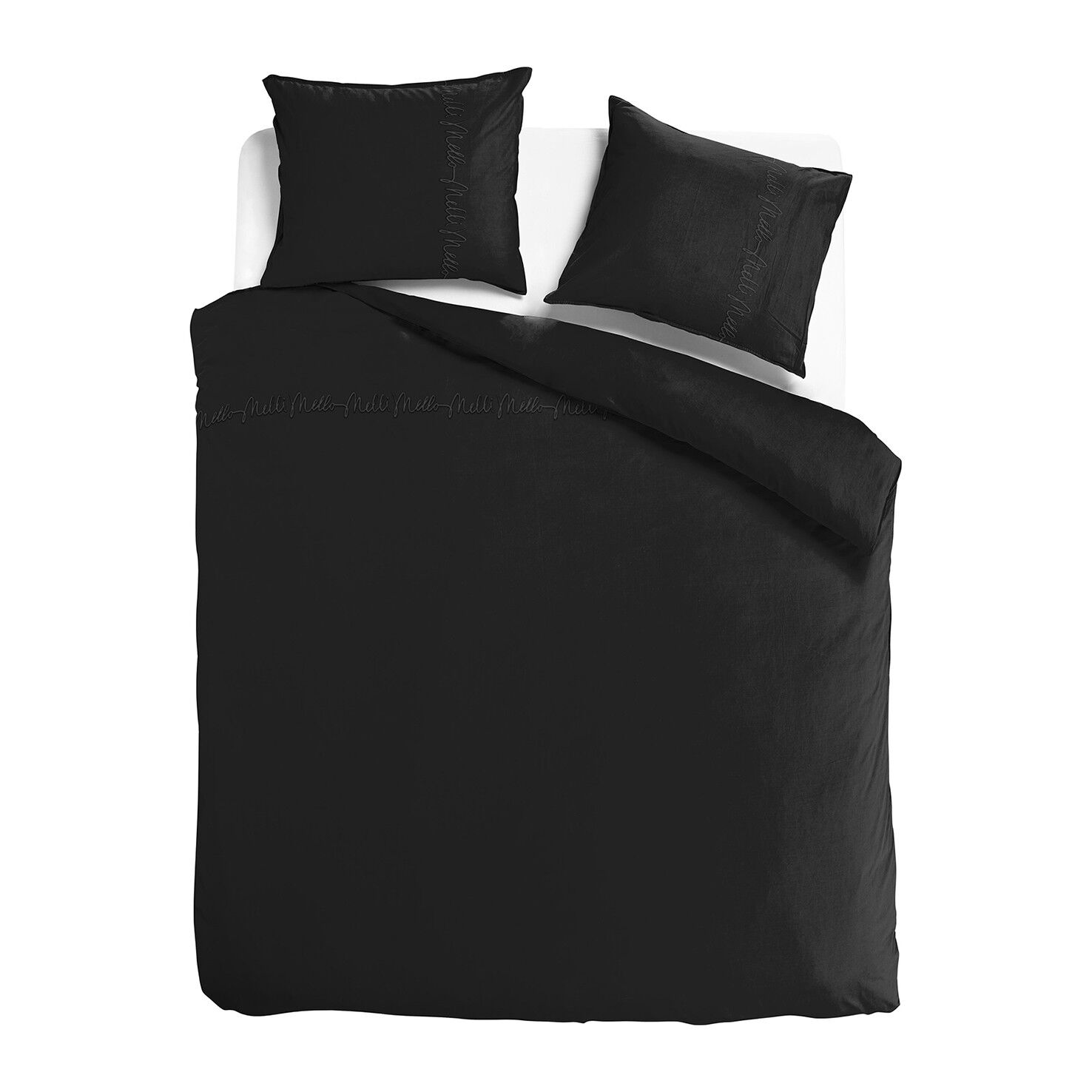 Housse de couette dos noir 240x200/220 CM (+taie d'oreiller 70x60CM 2pcs)