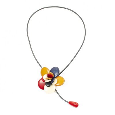 Necklace HANAMI Red/Natural/Sienna/Navy Blue