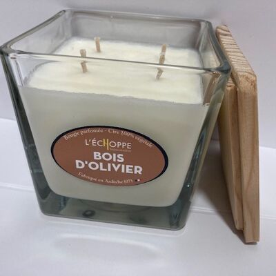 BOUGIE PARFUMEE CIRE 100 % VEGETALE SOJA - 10X10 4 MECHES 350G BOIS D OLIVIER