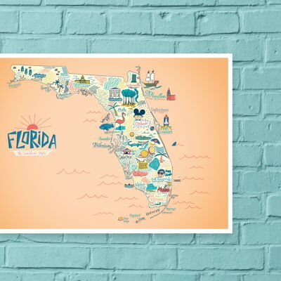 Florida Karte / A4 - 21 x 29,7 cm