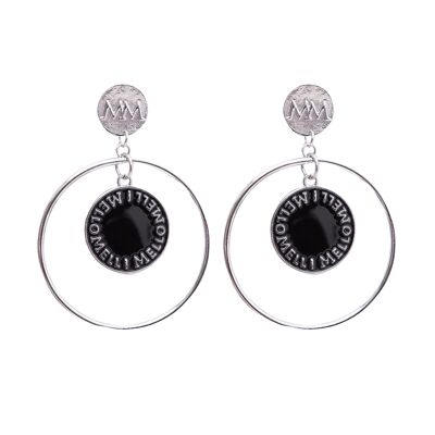 Coin in hope earring silver colored