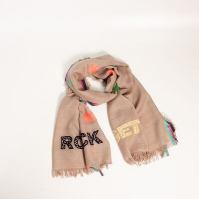 SCARFS - SCARF - ÉCHARPE - BUFANDA "Slogan - scarf in beige"