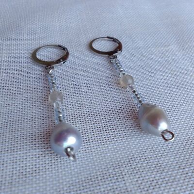 Boucles d'Oreilles Grises AZALEE