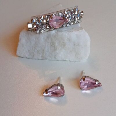 SET BROCHE & BOUCLES D'OREILLES JOYA ROSE