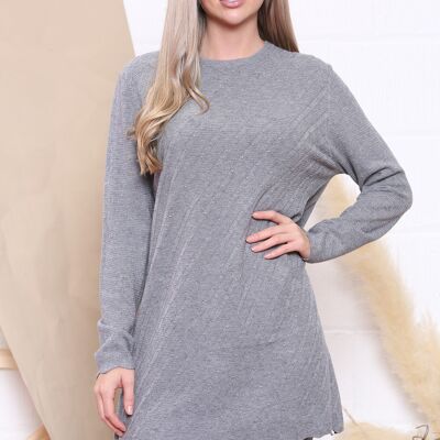 Grey textured long sleeve top