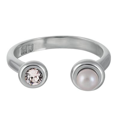 Open ring PEARLS Silver & White