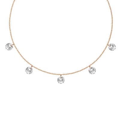 Collier LA MUSE avec cinq cristaux nus Doré & Blanc