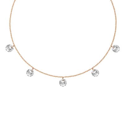 LA MUSE necklace with five nude crystals Gold & White