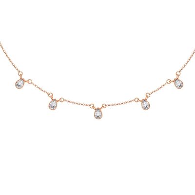 ROSÉE choker necklace with 5 drop crystals Gold & White