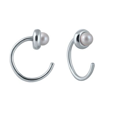 PEARLS half-hoop earrings Silver & White